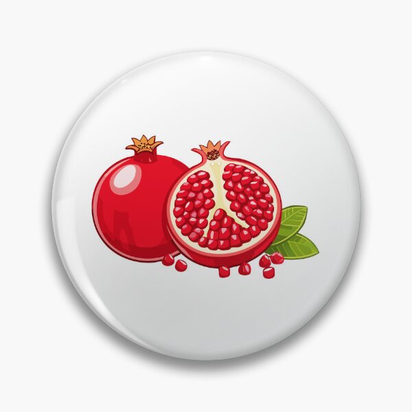 Item preview, A whole and halved ripe pomegranate with seeds scattered nearby, Pomegranate fruit with red seeds and cross section vector illustration of fresh ripe pomegranate halves, (Punica granatum) designed and sold by Danler.