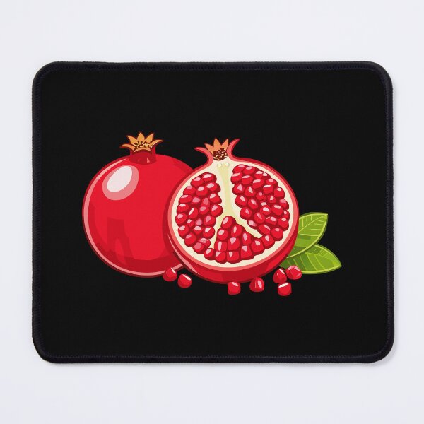 Item preview, A whole and halved ripe pomegranate with seeds scattered nearby, Pomegranate fruit with red seeds and cross section vector illustration of fresh ripe pomegranate halves, (Punica granatum) designed and sold by Danler.
