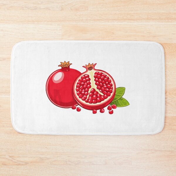 Item preview, A whole and halved ripe pomegranate with seeds scattered nearby, Pomegranate fruit with red seeds and cross section vector illustration of fresh ripe pomegranate halves, (Punica granatum) designed and sold by Danler.