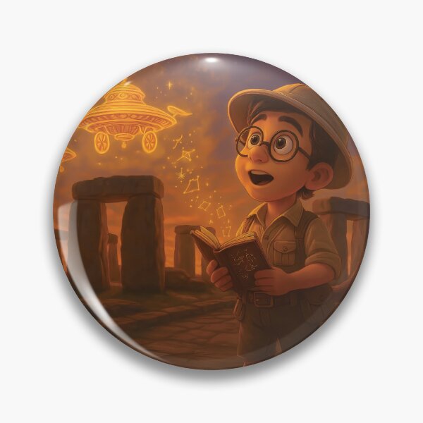 Item preview, Cute Cartoon Explorer at Stonehenge – Ancient Alien Dreamscape designed and sold by designs_by_s2.