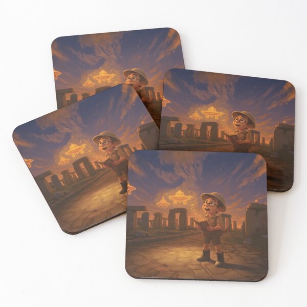 Item preview, Cute Cartoon Explorer at Stonehenge – Ancient Alien Dreamscape designed and sold by designs_by_s2.
