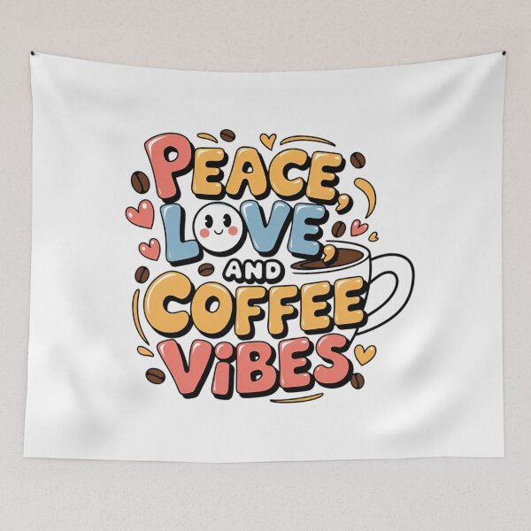 Item preview, Peace, Love, & Coffee Vibes – Aesthetic Coffee Lover designed and sold by robyclub.