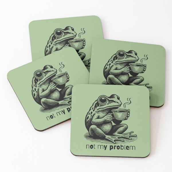 Item preview, Funny Frog Phrases Cottage core Graphic Not My Problem Phrase Frog and Tea designed and sold by CCKimShop.