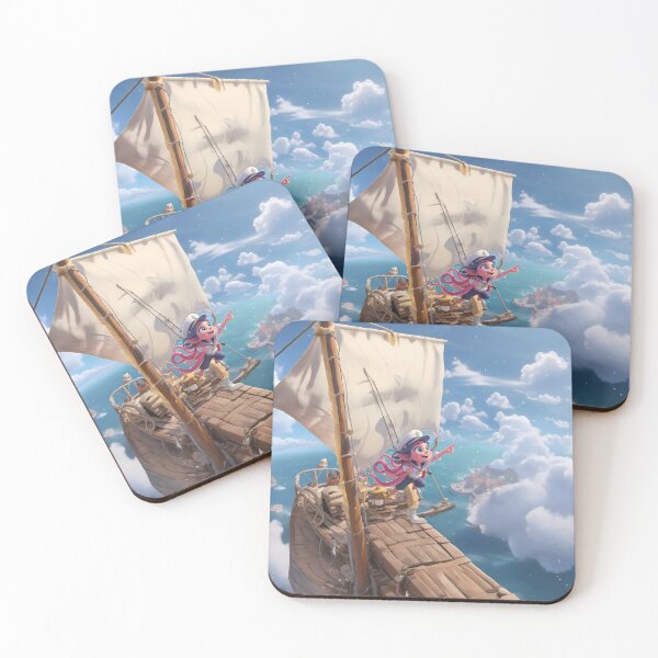 Item preview, Skybound Girl Kraken on a Flying Ship – Cartoon Art designed and sold by designs_by_s2.