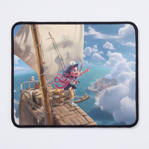 Item preview, Skybound Girl Kraken on a Flying Ship – Cartoon Art designed and sold by designs_by_s2.