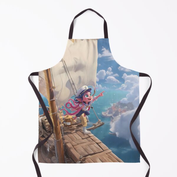 Item preview, Skybound Girl Kraken on a Flying Ship – Cartoon Art designed and sold by designs_by_s2.