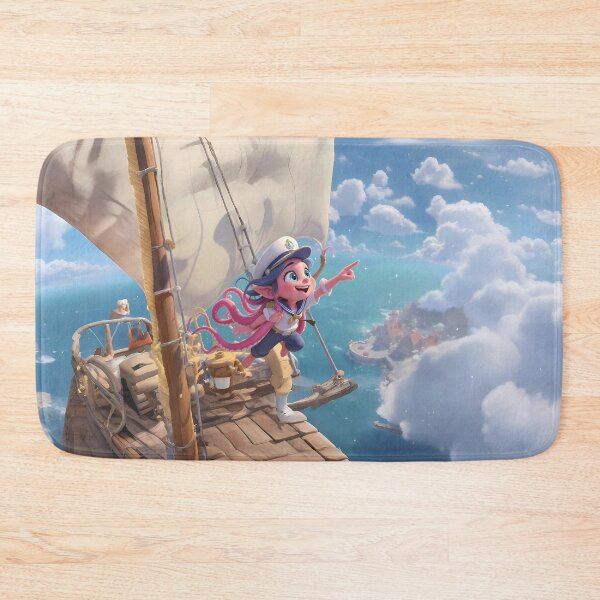 Item preview, Skybound Girl Kraken on a Flying Ship – Cartoon Art designed and sold by designs_by_s2.