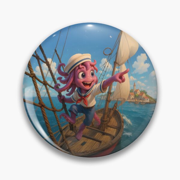 Item preview, Adventurous Boy Kraken Sailing the Seas – Cute Fantasy Cartoon Art designed and sold by designs_by_s2.