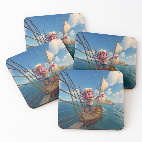 Item preview, Adventurous Boy Kraken Sailing the Seas – Cute Fantasy Cartoon Art designed and sold by designs_by_s2.