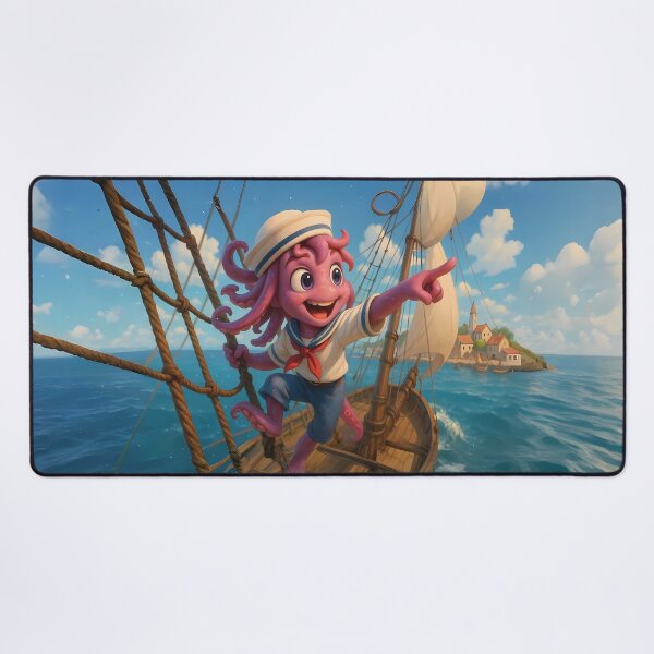 Item preview, Adventurous Boy Kraken Sailing the Seas – Cute Fantasy Cartoon Art designed and sold by designs_by_s2.