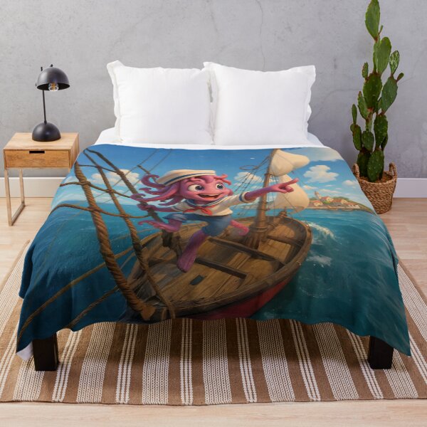 Item preview, Adventurous Boy Kraken Sailing the Seas – Cute Fantasy Cartoon Art designed and sold by designs_by_s2.