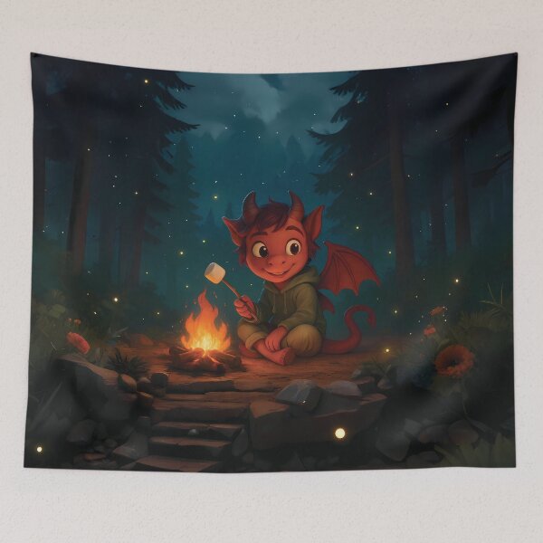 Item preview, Cozy Jersey Devil – Cute Cartoon Cryptid by the Campfire designed and sold by designs_by_s2.