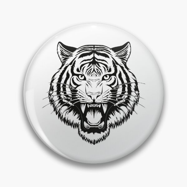 Item preview, Black and white wild animal tiger head face mascot design vector illustration, (Panthera tigris) big cat jungle animal designed and sold by Danler.