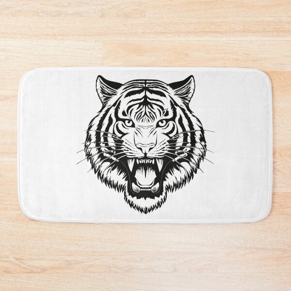 Item preview, Black and white wild animal tiger head face mascot design vector illustration, (Panthera tigris) big cat jungle animal designed and sold by Danler.