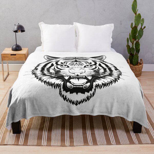 Item preview, Black and white wild animal tiger head face mascot design vector illustration, (Panthera tigris) big cat jungle animal designed and sold by Danler.