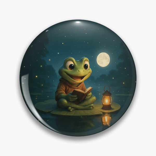 Item preview, Loveland Frogman Reading on a Lilypad – Cozy Fantasy Night designed and sold by designs_by_s2.