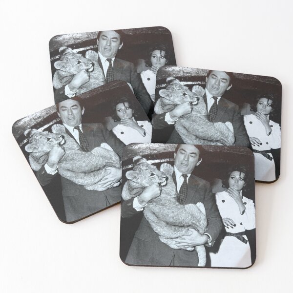 Item preview, Sophia Loren & Gregory Peck with African lion cub 1966 designed and sold by PopCultureArtShop.