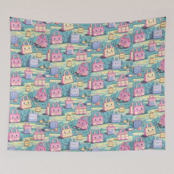 Item preview, pastel pixel gaming landscape totes design designed and sold by AKANKEDESIGN.