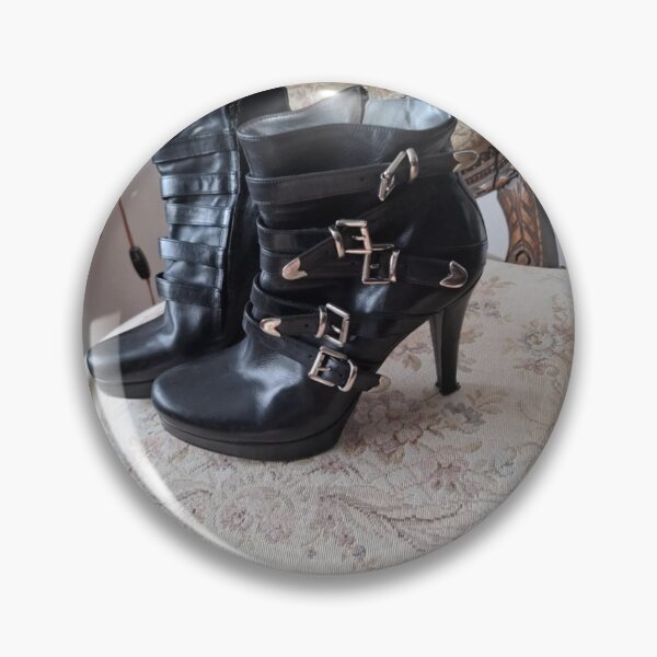 Item preview, Black leather buckled boots designed and sold by prosperity2025.