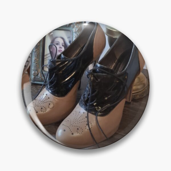 Item preview, Glamourous perfored high heel two color shoes designed and sold by prosperity2025.