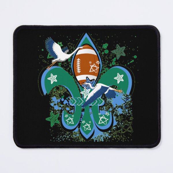 Item preview, Blue and Green Football Fleur d lis with pelicans designed and sold by artbyomega.