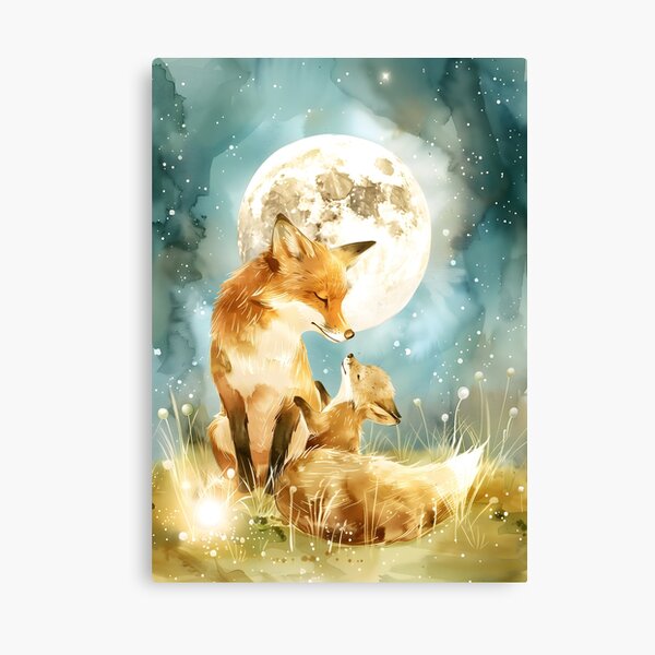 Aperçu de l'œuvre Câlins de la famille Fox – Décoration de chambre d'enfant bohème et boisée créée et vendue par WabiSabiSjak.