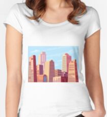 Sun rising and a city wakes up vector illustration design. Women's Fitted Scoop T-Shirt
