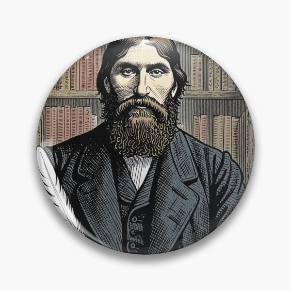 Item preview, Grigori Rasputin portrait Vintage woodcut style designed and sold by Vintage Designs +.