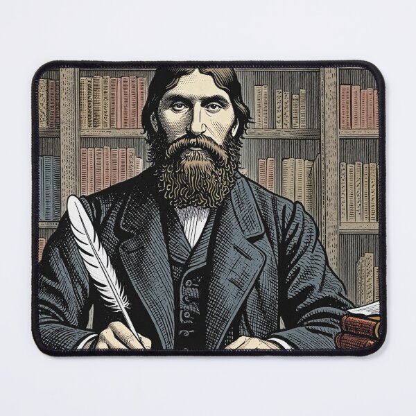 Item preview, Grigori Rasputin portrait Vintage woodcut style designed and sold by Vintage Designs +.