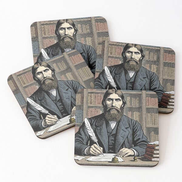 Item preview, Grigori Rasputin portrait Vintage woodcut style designed and sold by Vintage Designs +.