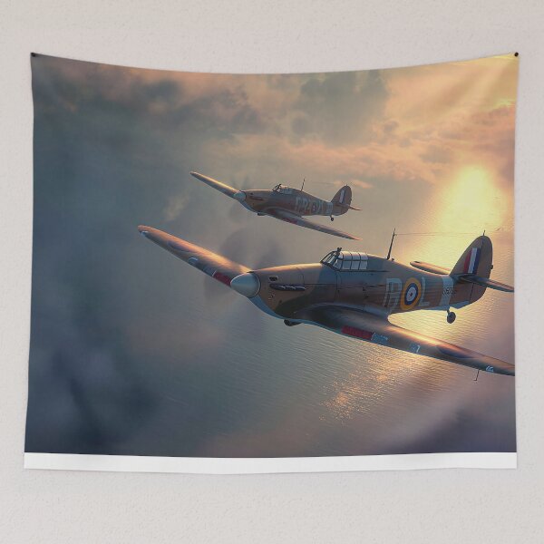 Item preview, Classic Fighters in Flight Shadows on the Sea designed and sold by Skyframe Aviation.