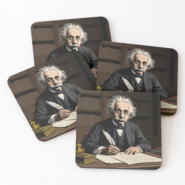 Item preview, Albert Einstein portrait Vintage woodcut style designed and sold by Vintage Designs +.