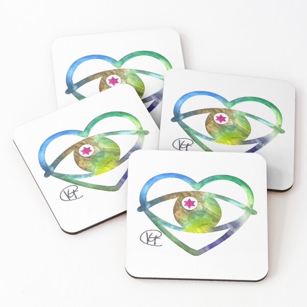 Item preview, Heart Evil Eye Earth Watercolor Art designed and sold by Kalli Taub Art.