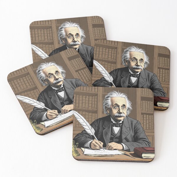 Item preview, Albert Einstein portrait Vintage woodcut style designed and sold by Vintage Designs +.