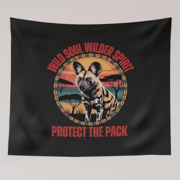 Item preview, Protect the Pack: African Wild Dog Sunset Conservation Art designed and sold by elynne9.