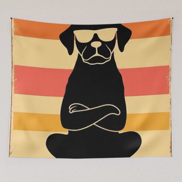 Item preview, Furry Dog Sass | 80s Sunset Dog Art Print designed and sold by Esterlane.