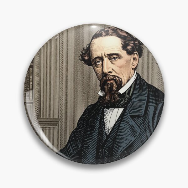 Item preview, Charles Dickens portrait Vintage woodcut style designed and sold by Vintage Designs +.