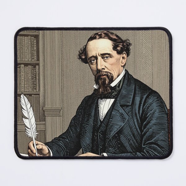 Item preview, Charles Dickens portrait Vintage woodcut style designed and sold by Vintage Designs +.