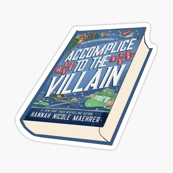 Vista previa del artículo con la obra «Pegatina del libro Cómplice del villano Hannah Nicole Maehrer», diseñado y vendido por baranskini.