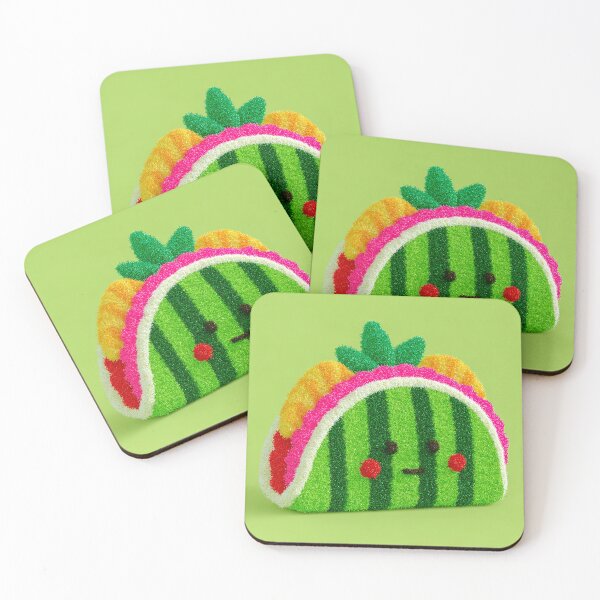 Item preview,  Watermelon Striped Kawaii Taco Face designed and sold by bubblegoth.
