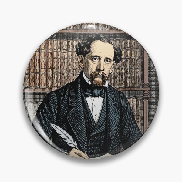 Item preview, Charles Dickens portrait Vintage woodcut style designed and sold by Vintage Designs +.