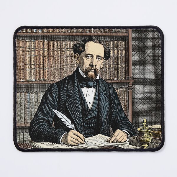 Item preview, Charles Dickens portrait Vintage woodcut style designed and sold by Vintage Designs +.
