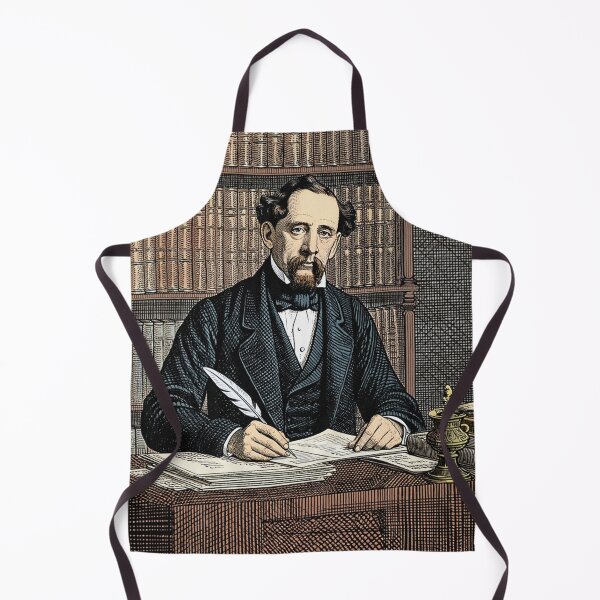 Item preview, Charles Dickens portrait Vintage woodcut style designed and sold by Vintage Designs +.