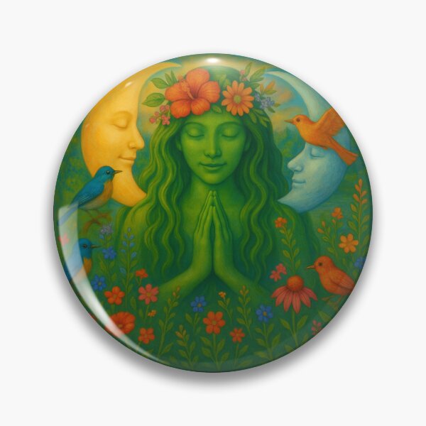 Item preview, Gaia Sun & Moon Harmony – Sacred Nature Goddess Meditation Art designed and sold by AATGShop.