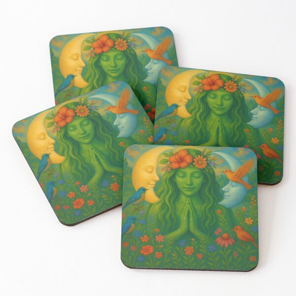 Item preview, Gaia Sun & Moon Harmony – Sacred Nature Goddess Meditation Art designed and sold by AATGShop.