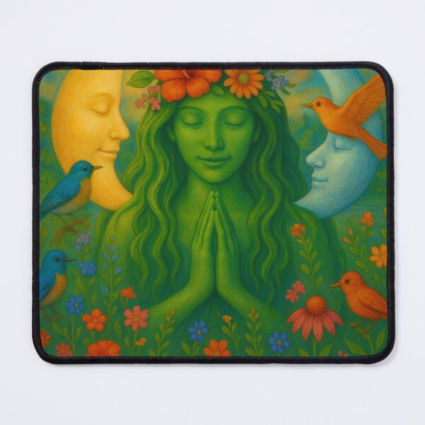 Item preview, Gaia Sun & Moon Harmony – Sacred Nature Goddess Meditation Art designed and sold by AATGShop.