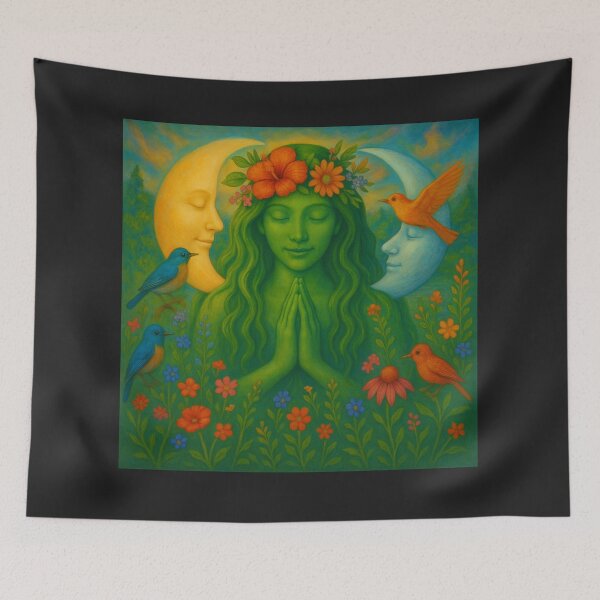 Item preview, Gaia Sun & Moon Harmony – Sacred Nature Goddess Meditation Art designed and sold by AATGShop.
