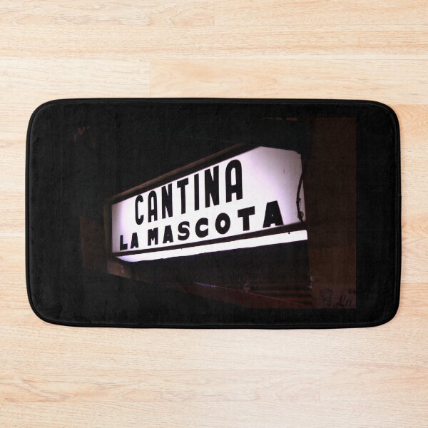 Item preview, Cantina La Mascota Vintage black and white neon sign silhouette on black background designed and sold by Charles Harker.