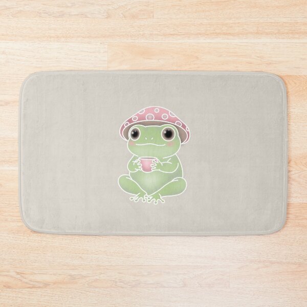 Item preview, Kawaii Frog Sipping Tea With Mushroom Hat designed and sold by Charlotte Paints.