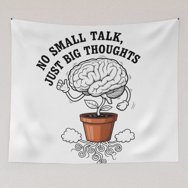 Item preview, No Small Talk Just Big Thoughts - Introvert Brain Plant Humor Tee designed and sold by AnnDesignStudio.